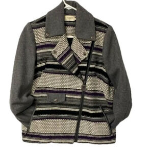 Eleven Paris Women's Moto Wool Jacket Teofil Small Black Gray Purple